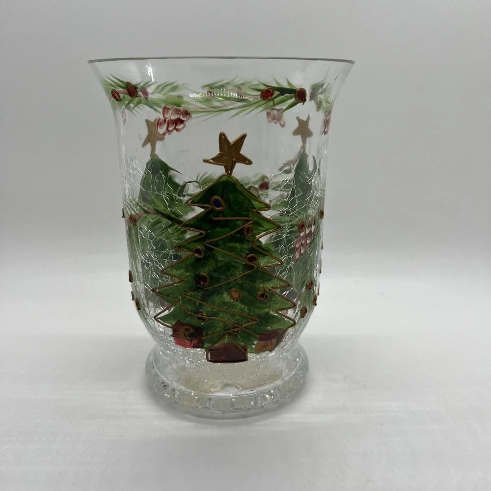 Fifth Avenue‎ Crystal Christmas Tree Hurricane Tea Light Pillar Candle Holder 6